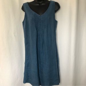 Artisan NY 100% Linen Denim Blue casual Dress S